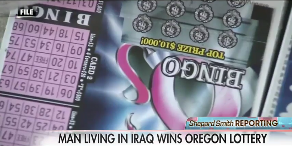 Hình chụp từ màn hình về người đàn ông ở Iraq trúng vé số tại Mỹ