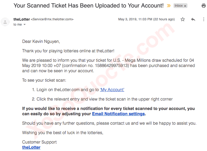 xac nhan tam ve da duoc upload len thelotter